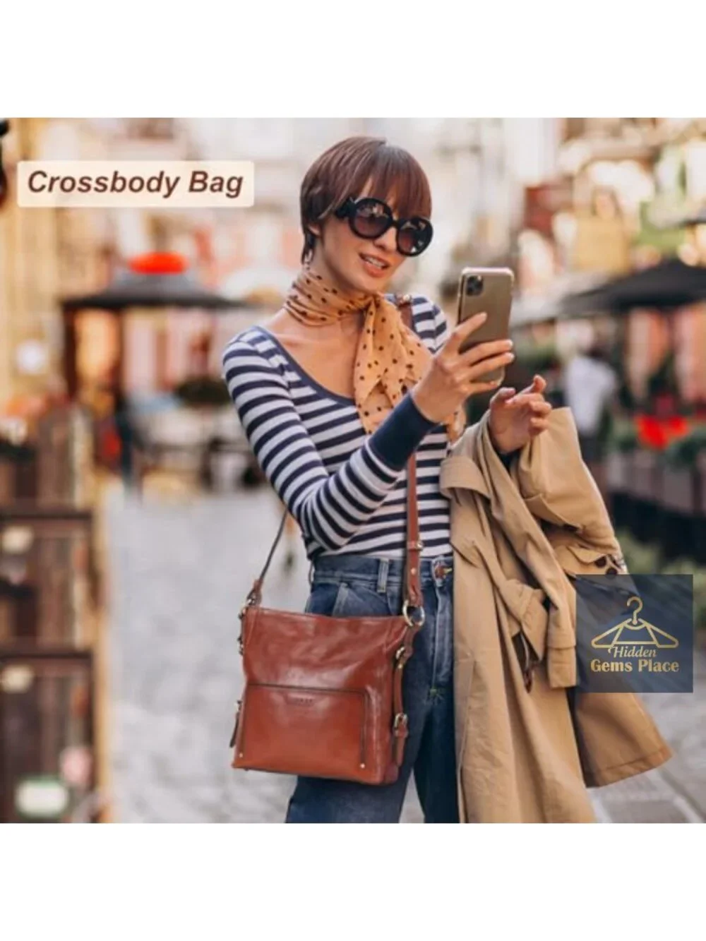 Full Grain Italian Leather Hobo Bag Fits iPad Convertible Crossbody Shoulder Bag